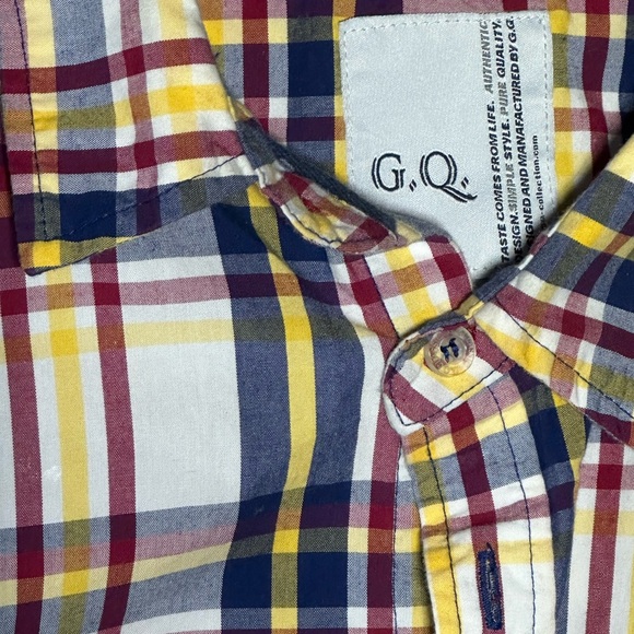 GQ Men’s Long Sleeve Plaid Button up Size Large 100% cotton - Picture 3 of 6